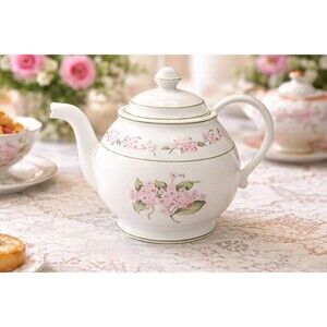 Martha Stewart Hydrangea Lavender Pink Tea Pot Shabby Chic French Country